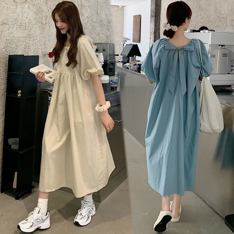 【1点ご購入 で10点プレゼントいたします】おしゃれ半袖女2025純色ゆる乙女リボン姫風甘ワンピース