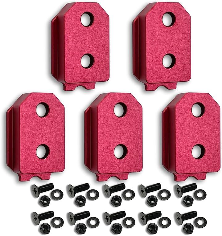 オス金具 セフティ金具 ワンタッチ工具ホルダー用軽量・高強度なアルミ合金製+アルマイト仕上げ固定式取付金具 スリムホルダー対応 セフティホルダー (ディープレッド, 5個セット)