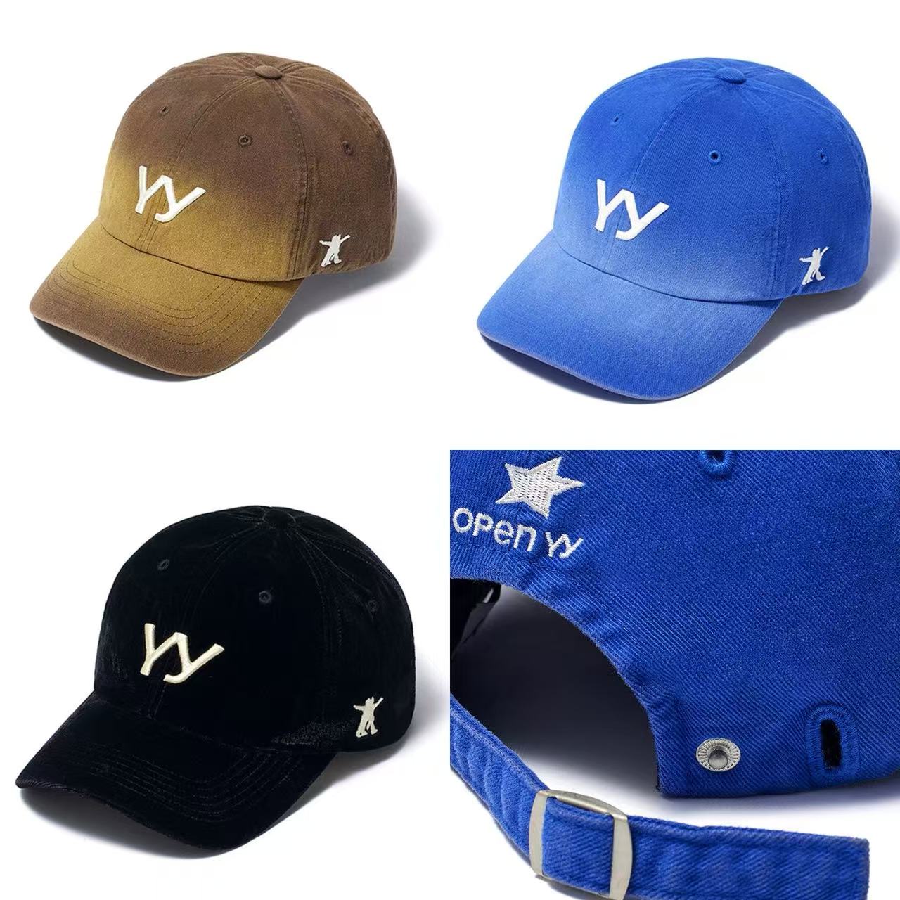 YY GRADIENT BALL CAP-2COLOR/YY VELVET BALL CAP-BLACK