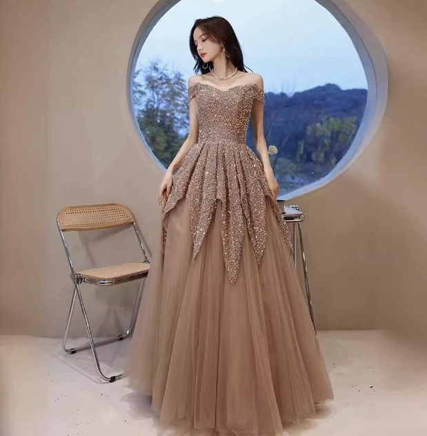 オフショルダー　ロング丈　カラードレス　結婚式　パーティー　演出　ウェディング　披露宴　大きいサイズ