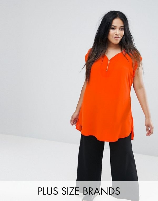 New Looks ニュールック レディース 大きめサイズ ゆったりサイズ 送料無料 Bright orange New Look Curve Zip Front Tunic