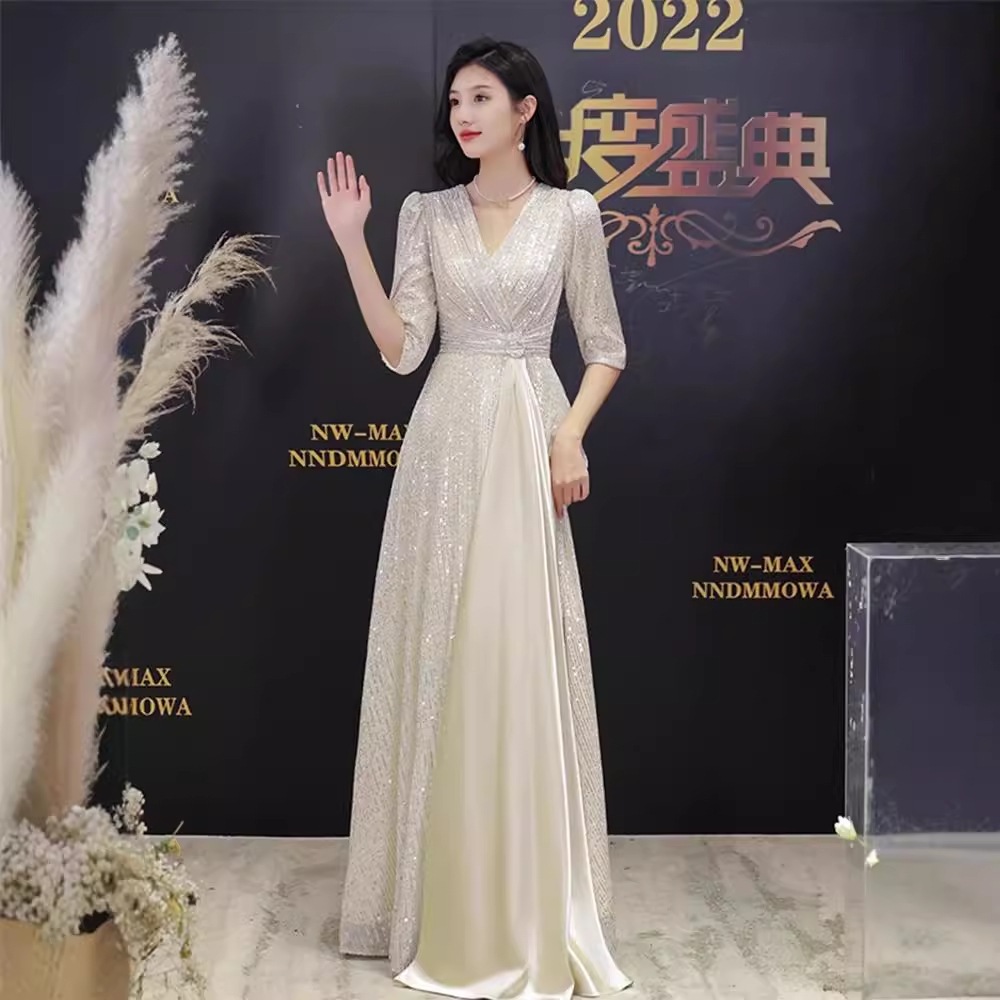 ドレススカート女性宴会2024高貴な気質ホストの雰囲気ゴールデンサマー