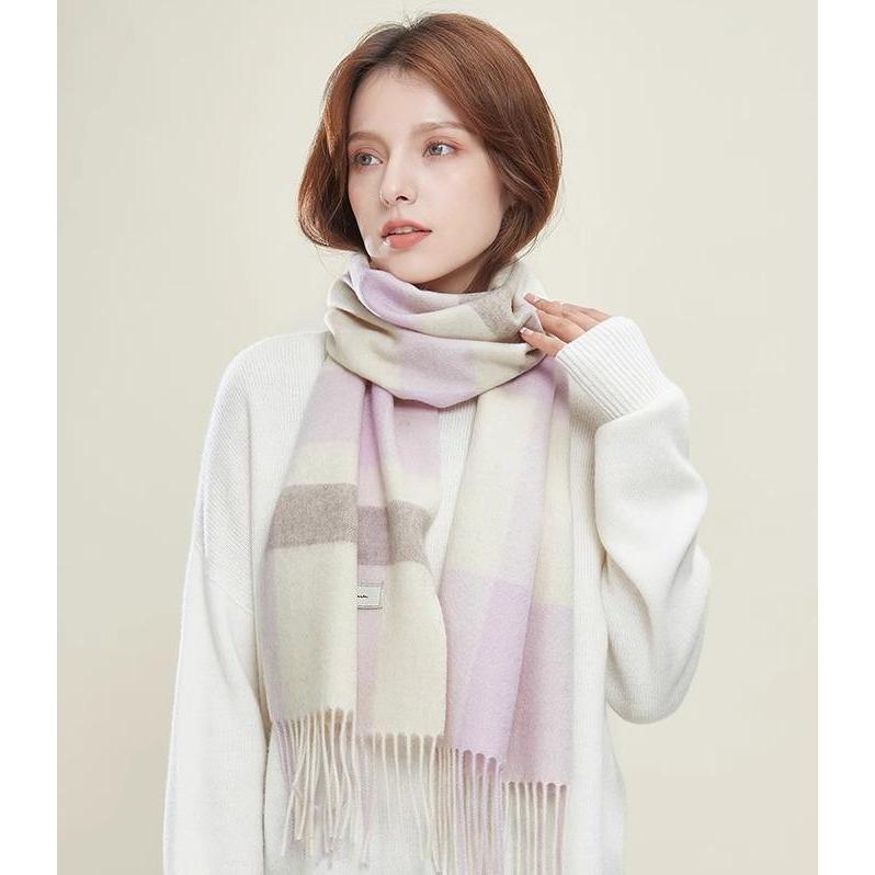 マフラー レディース おしゃれ きれいめ シンプル 大人 通勤 贈り物 プレゼント 防寒 暖かい ウール 女性 秋冬 厚手 韓国 ニット チェック 柄