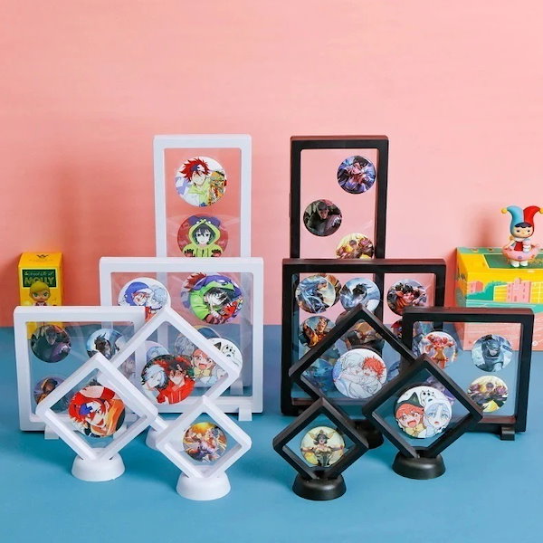 Qoo10] 缶バッジ 展示 収納 ラバーストラップ