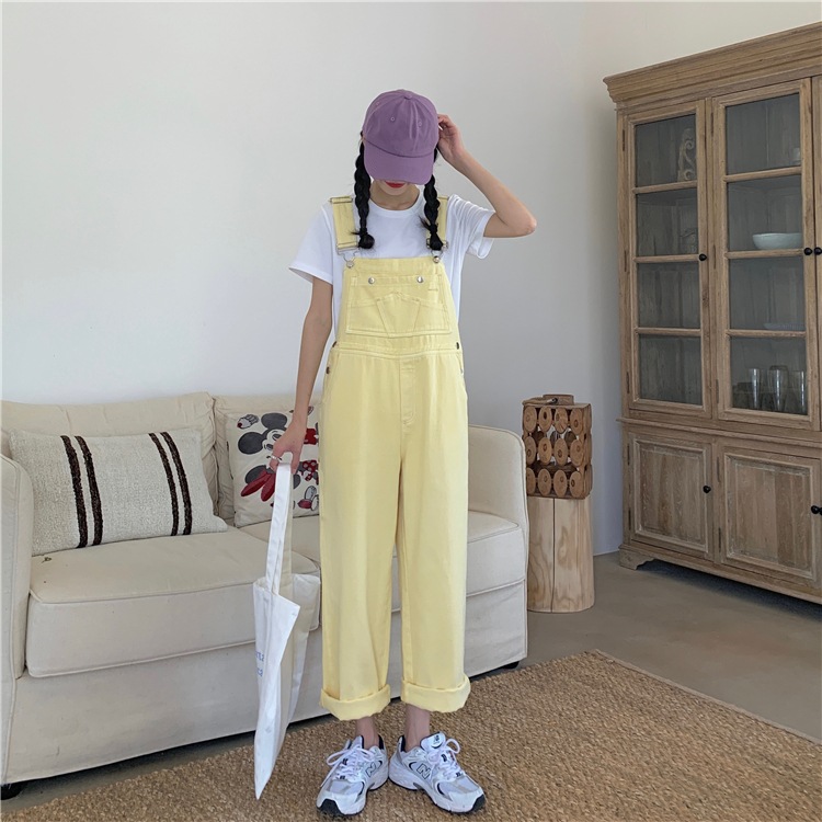 オーバーオール レディース ワイドレッグオーバーオール カジュアル ゆったり デニムパンツ つな