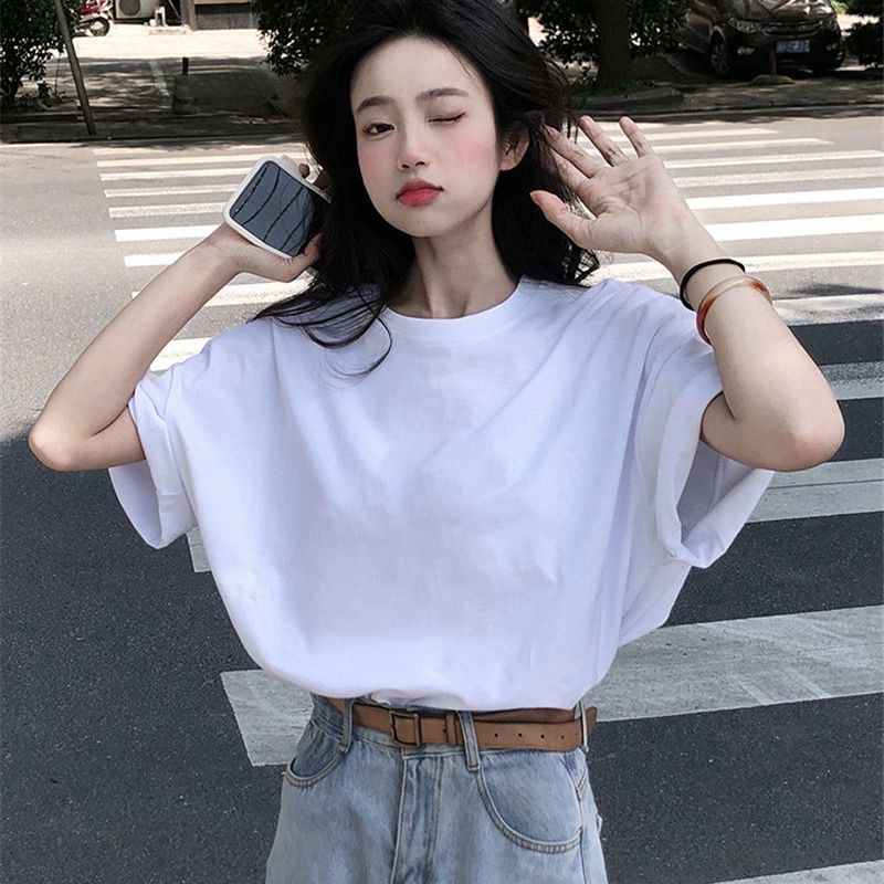 レディース 純綿半袖 Tシャツ 韓国ファッションシンプル大人気 トップス