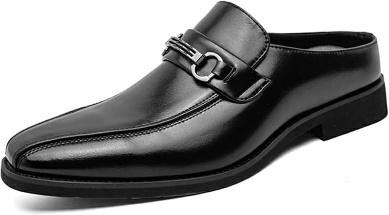 ビジネスサンダル メンズ 軽量 PUレザー ビット付き スリッポン スリッパ 革靴 サボサンダル カジュアル クールビズ 社内履き 脱ぎ履きが楽ちん 疲れない 人気 通気性 防滑