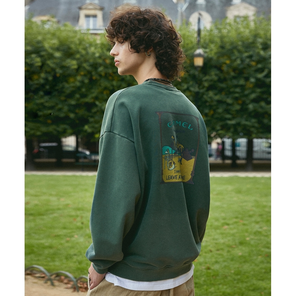 FLUKE キャメルピグメントスウェットシャツブルーグリーン FMT756