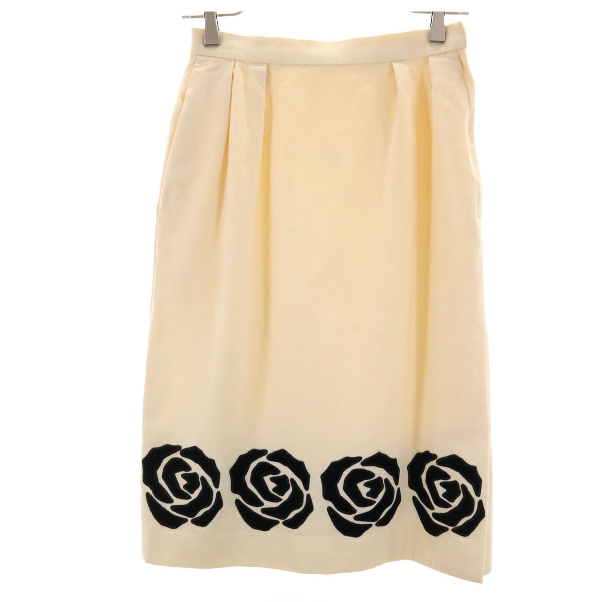 Christian Dior クリスチャンディオール 90s PRET-A-PORTER ウール オールド ミディ丈 スカート M オフホワイト レディース 古着