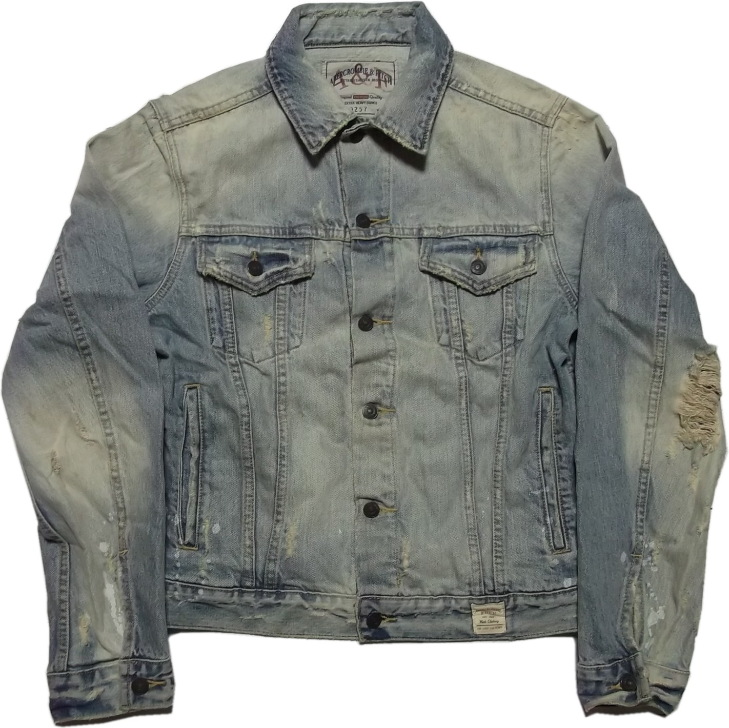 アバクロンビー＆フィッチ ブルーデニムジャケット Gジャン クラッシュ加工 Abercrombie＆Fitch AF1-001