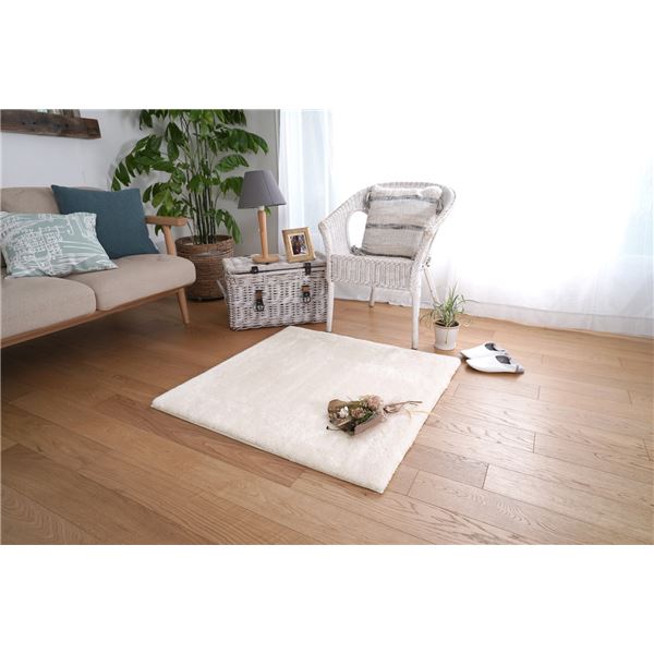 トシシミズ 洗えるマイクロ2層ウレタンパズルラグマット 約幅95x長さ95cm アイボリー PZ-305