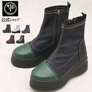 【公式SHOP特典キズ補修液付】 ヨースケ 厚底 ストレッチブーツ レディース 歩きやすい 8cm厚底ウエッジソール