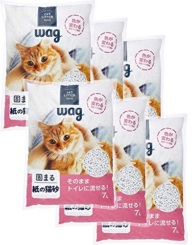 Wag 紙の猫砂 7L6袋 42L 無香料 (ケース販売)