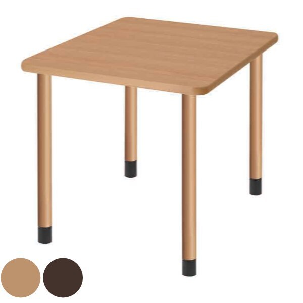 テーブル 幅90cm 固定脚 高さ調節 正方形 角型 メラミン 施設 介護 オフィス