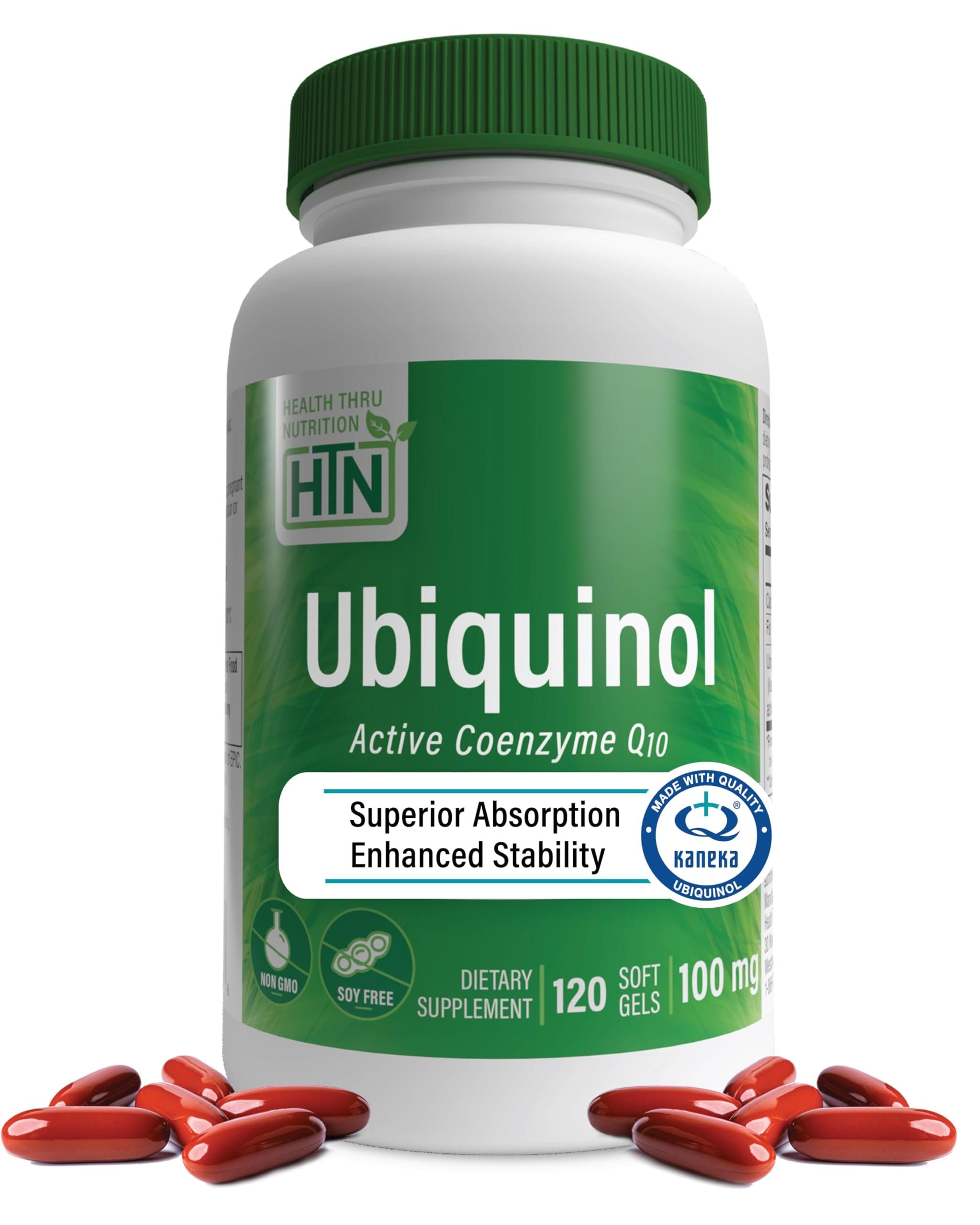 Health Thru Nutrition（ヘルス スルー ニュートリション）ユビキノール 100mg - カネカ 還元型コエンザイムq10 バイオアベイラビリティ強化コエンザイムq10非遺伝子組み換