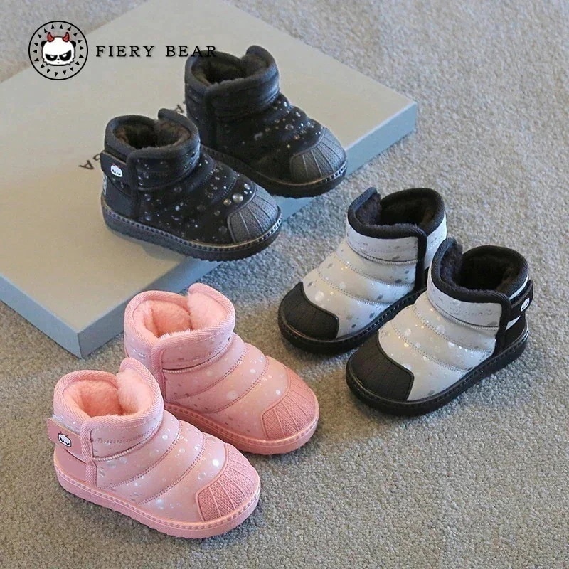 子供のスノーブーツのの防水プラスベルベットの厚い暖かい男の子と女の子のブーツの柔らかい底の子供の綿の靴