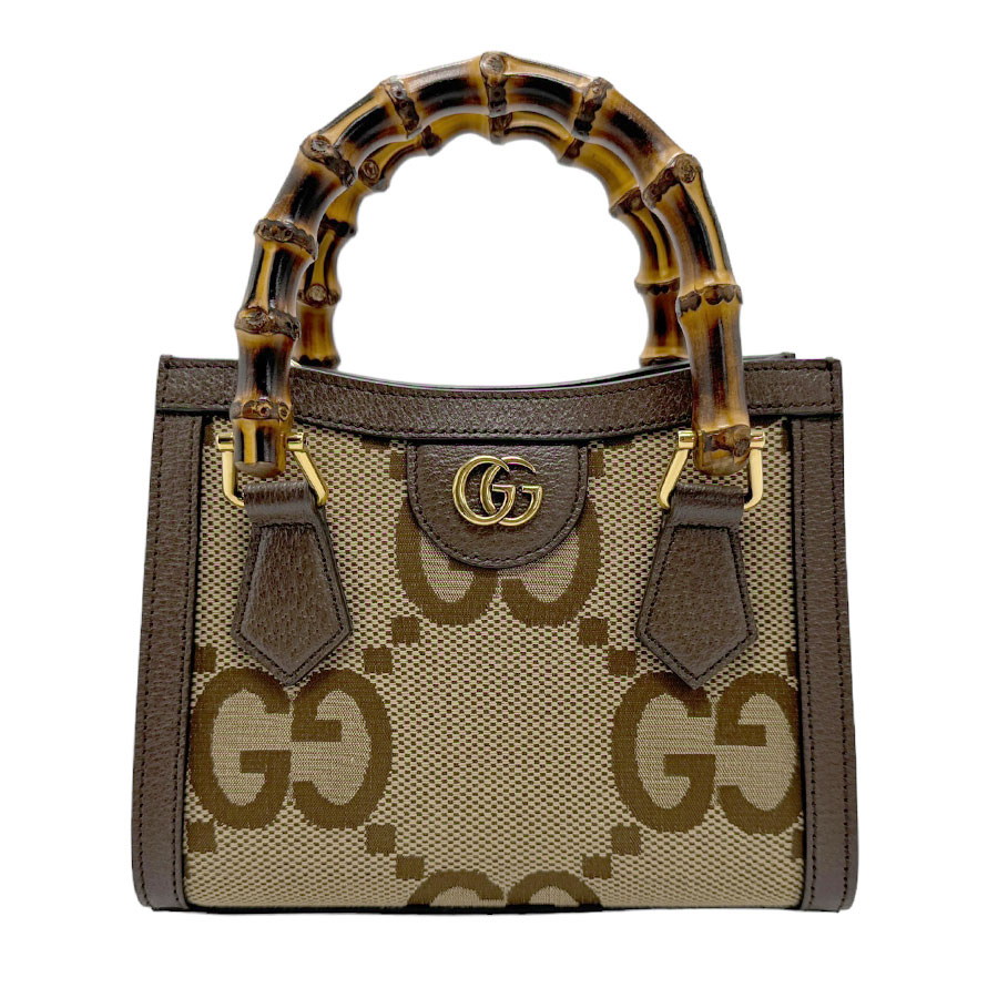 グッチ GUCCI ハンドバッグ ショルダーバッグ ジャンボGG ダイアナ ミニトートバッグ GGキャンバス/レザー ブラウン レディース 655661 z1915