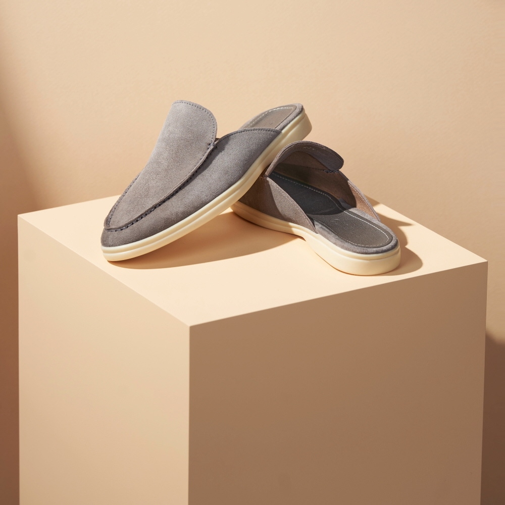 手作りミュールブロッパー男女共用スエード羊革手作り靴 グレー