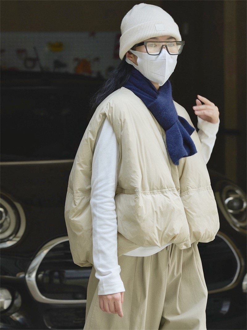 秋冬 レジャー 保温 丸首ベストファッションベスト