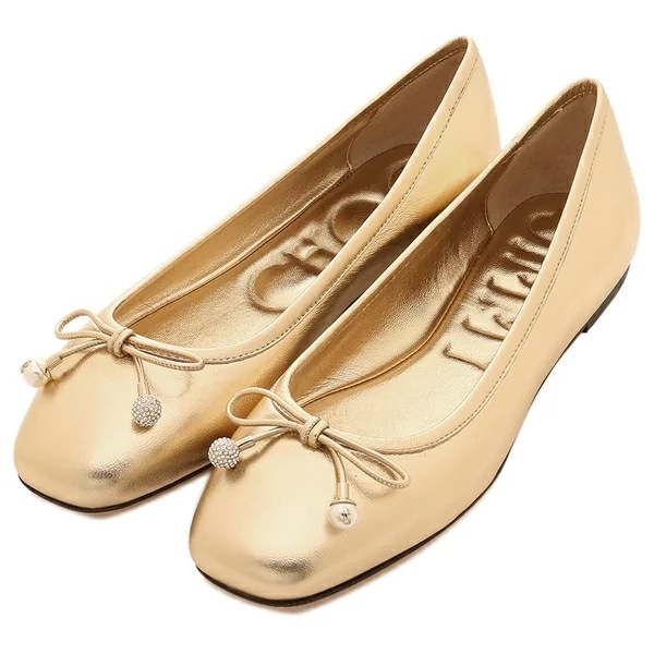 バレエシューズ フラットシューズ エルメフラット ゴールド レディース JIMMY CHOO ELMEFLAT MNA