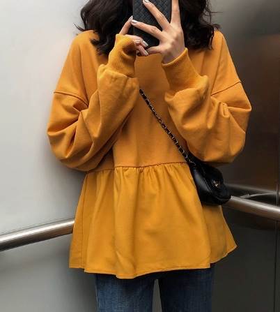 レディース トップス セーター プルオーバー チュニック マタニティウェア 長袖 パフスリーブ ラウンドネック ペプラム 薄手 かわいい シンプル カジュアル おしゃれ ラフ ガーリー キュート ナチ 4,714円