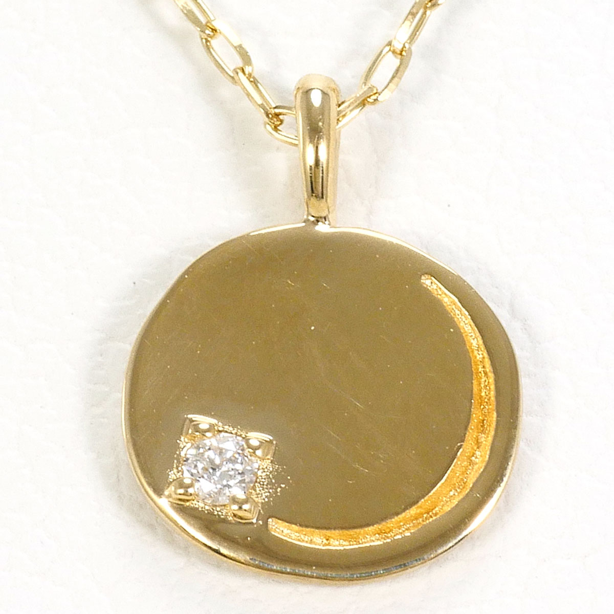 エテ K10 10金 YG イエローゴールド ネックレス ダイヤモンド 0.01ct 総重量約1.0g 約42cm 中古