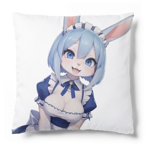 【文字入れ可能受注生産】ウサギの女の子　メイド　ケモナー　笑顔 クッション