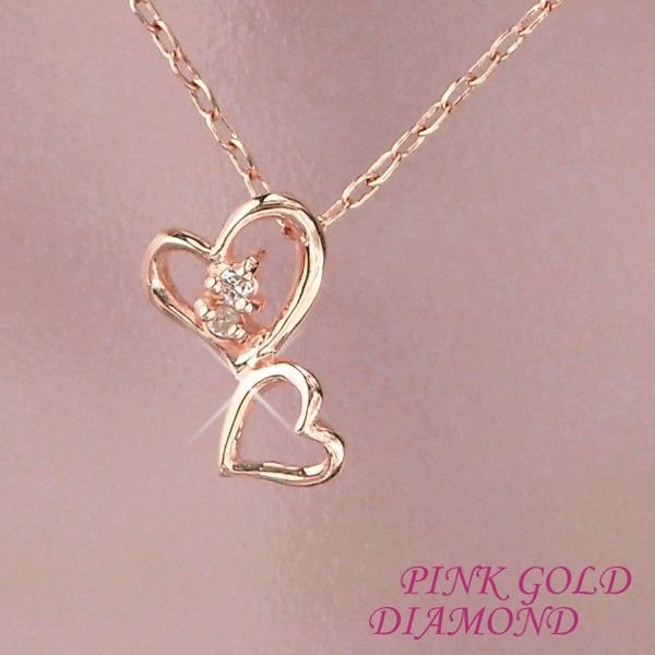 ダイヤモンド ネックレス オープンハートモチーフ k10pg 4月誕生石 天然石 10金ピンクゴールド レディース 50代 40代 60代 30代 20代 妻 彼女 ギフト プレゼント