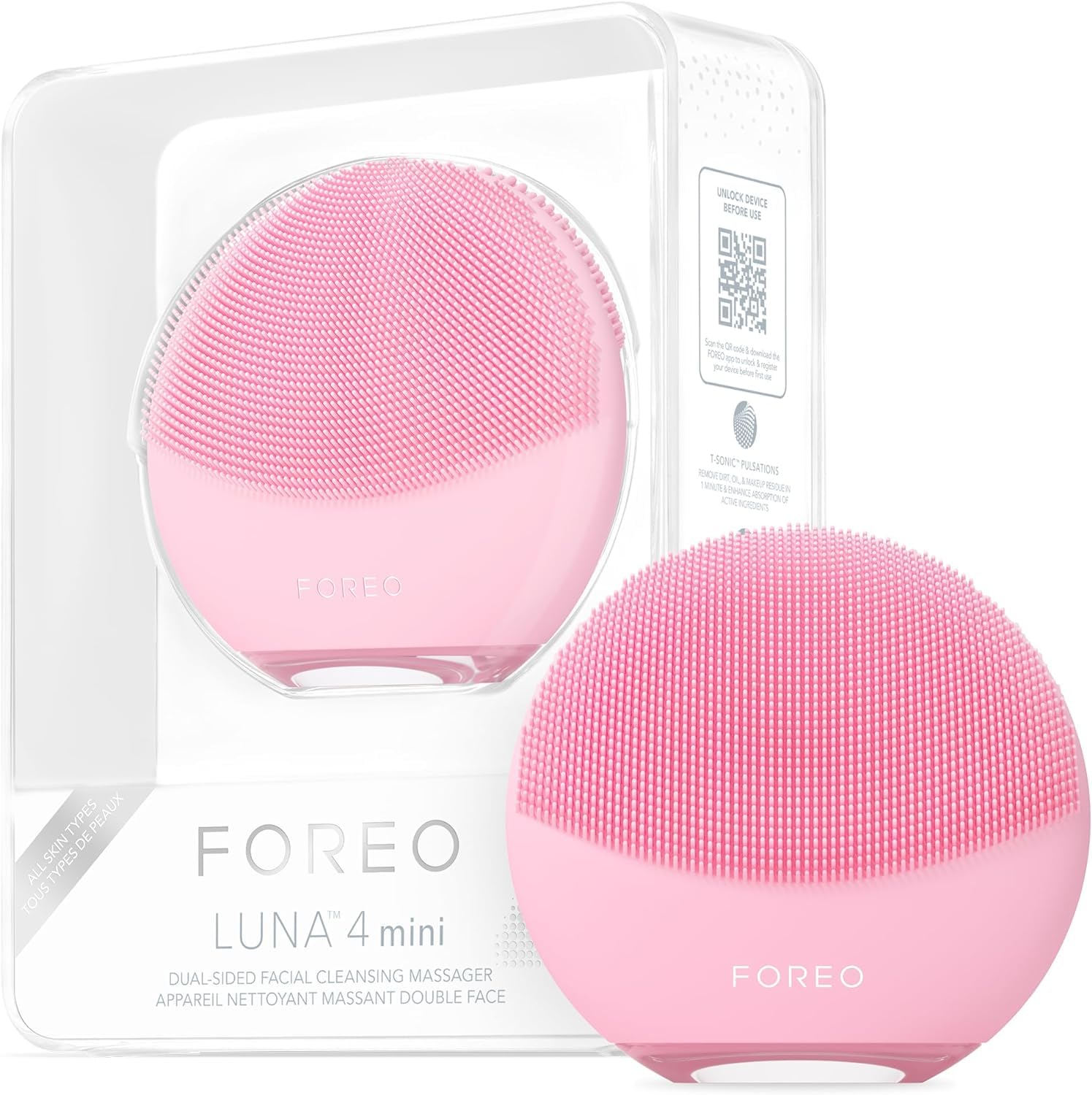 【国内正規品】FOREO LUNA 4 mini フォレオ ルナ4 ミニ スマートクレンジングデバイス 美顔器 電動洗顔ブラシ シリコーン製 (パールピンク)