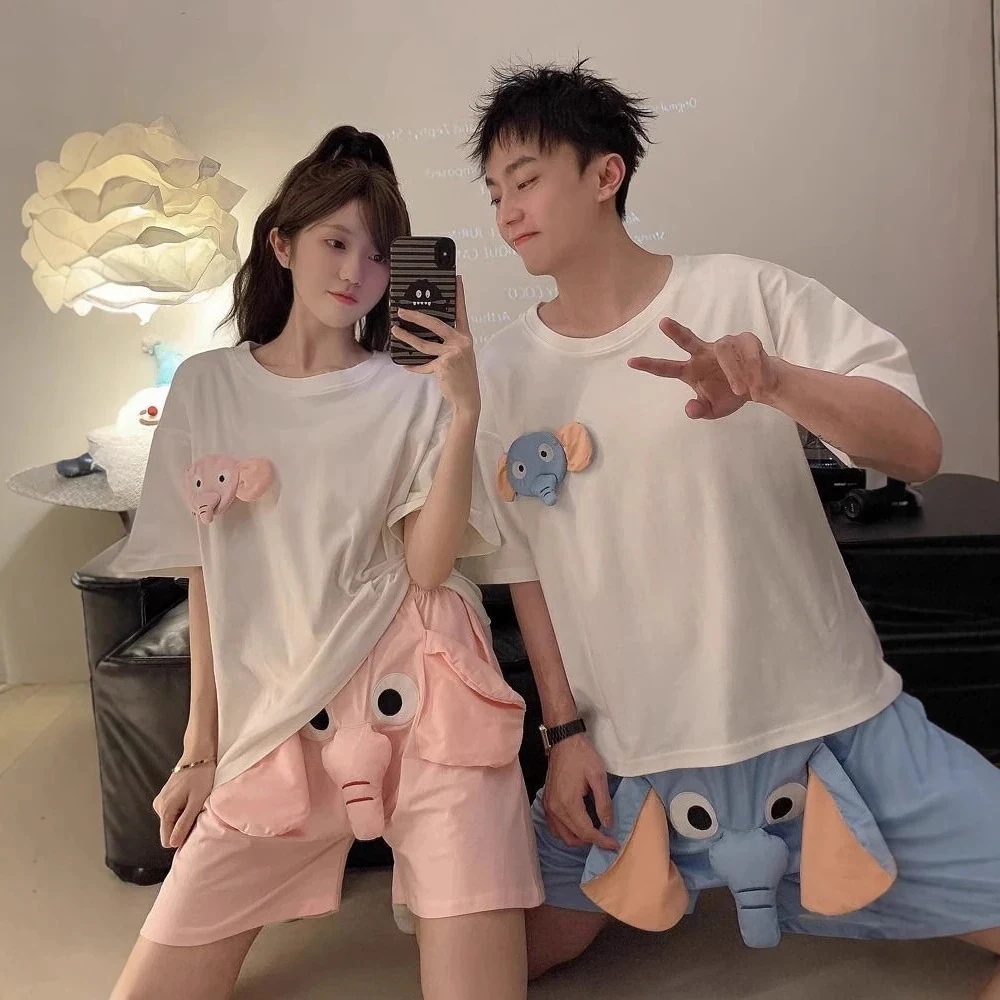 【20点セット】【急速出荷】ルームウェア メンズ レディース 夏 象の半ズボン寝るパンツ男性夏は可愛くてゆるいパジャマ部屋着セットカジュアルパンツ 韓国 パジャマ セットアップ 部屋着