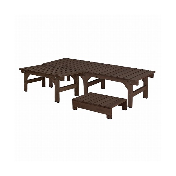 住まいスタイル ユニット縁台ベンチ hiyori 幅174奥行55cm 連結3点セット ダークブラウン DE-17455-3PSET-DBR メーカー直送