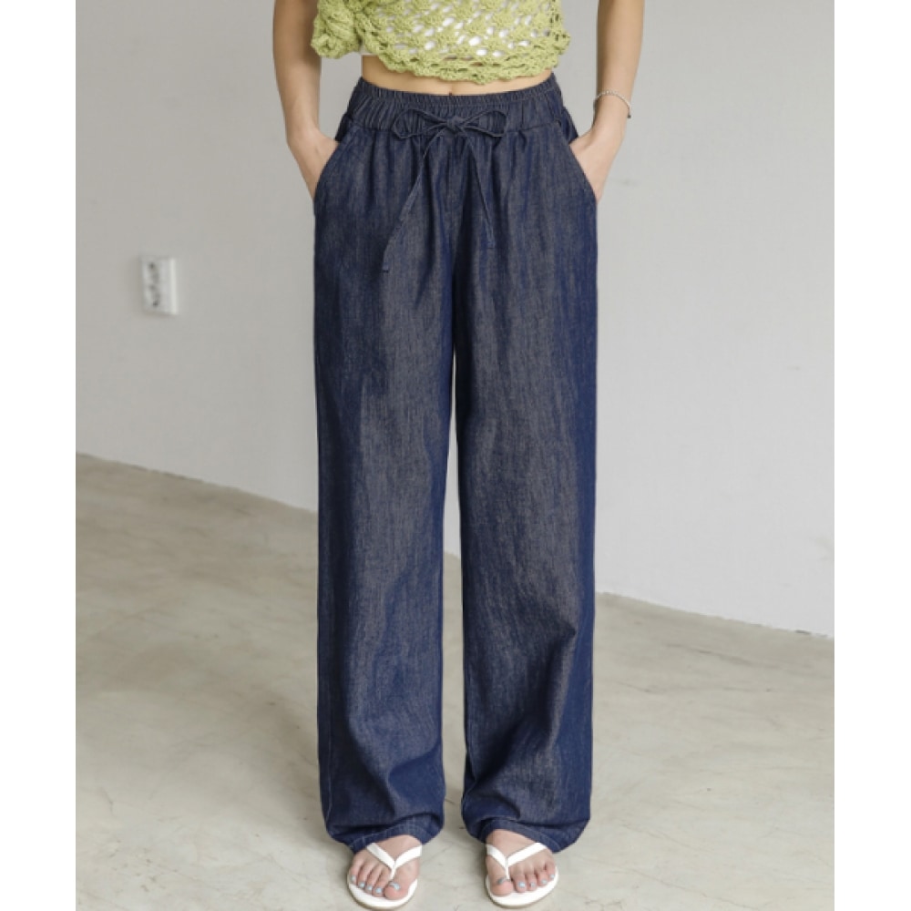 FRENCHCHICエアフレッシュノンフェードユニセックスワイドデニムパンツ 5,944円