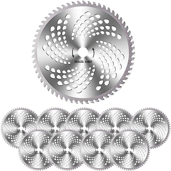 草刈り機 チップソー 草刈り機の刃 替え刃 スチール 255mm 交換 用品 10枚セット(刃数60p 10枚セット)
