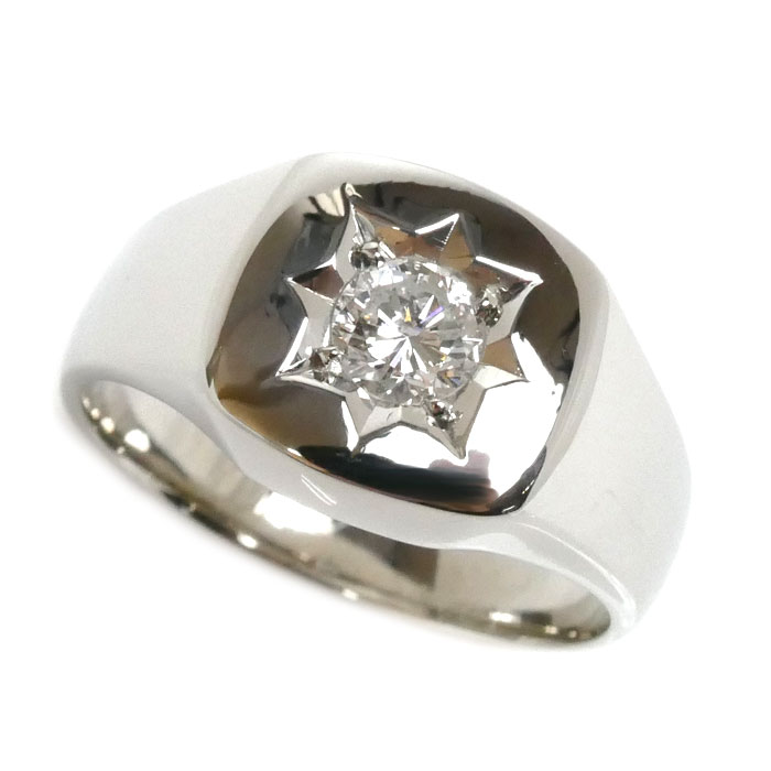Pt900プラチナ リング・指輪 ダイヤモンド0.50ct 20号 18.2g メンズ 中古 美品
