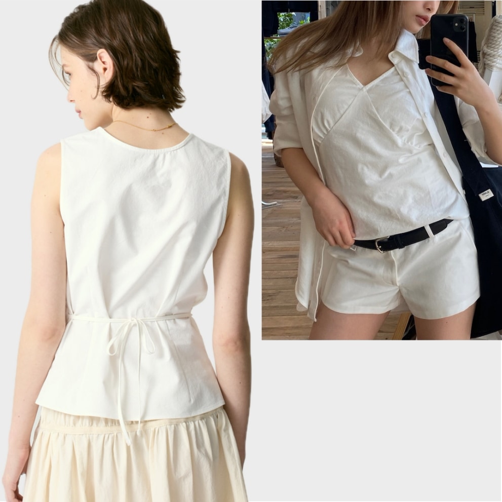 LILY SHIRRING SLEEVELESS TOP