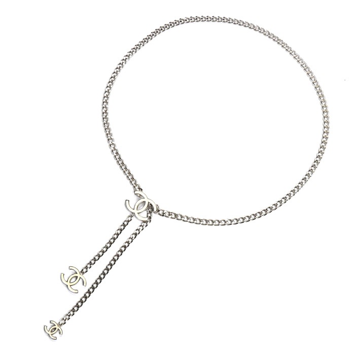 CHANEL シャネル ココマーク チェーン ベルト シルバー/ホワイト レディース 05V 中古 美品