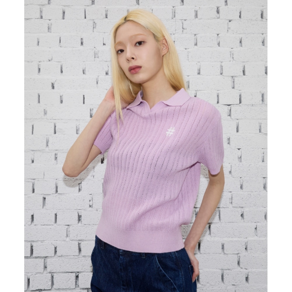 BEENTRILL 女性用半袖ケーブルカラーコンフォートフィットニット (ライトピンク)