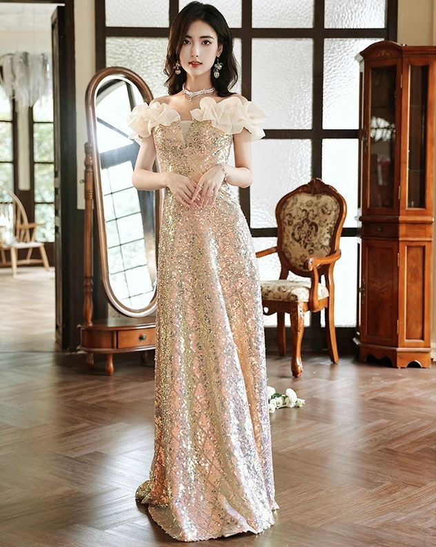 パーティードレス ロング丈 ワンピース フォーマルドレス 可愛い お呼ばれワンピース レディース キラキラ お花嫁ドレス イブイングドレス きれいめ ウェディングドレス 披露宴 二次会 演奏会 司会