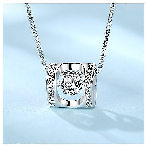 ネックレス レディース ハート 一粒 ダイヤ 豪華21粒 立体 プラチナ仕上げ/シルバー925 cz 人気 プレゼント