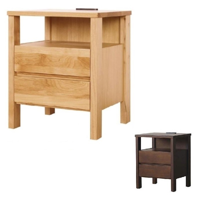 ナイトテーブル アスコット 引出し コンセント付き 40-2 フジシ サイドテーブル アルダー 無垢 木製 2段 チェスト 幅40 ascot 収納 完成品 コンパクト 脚付き スリム 13,275円