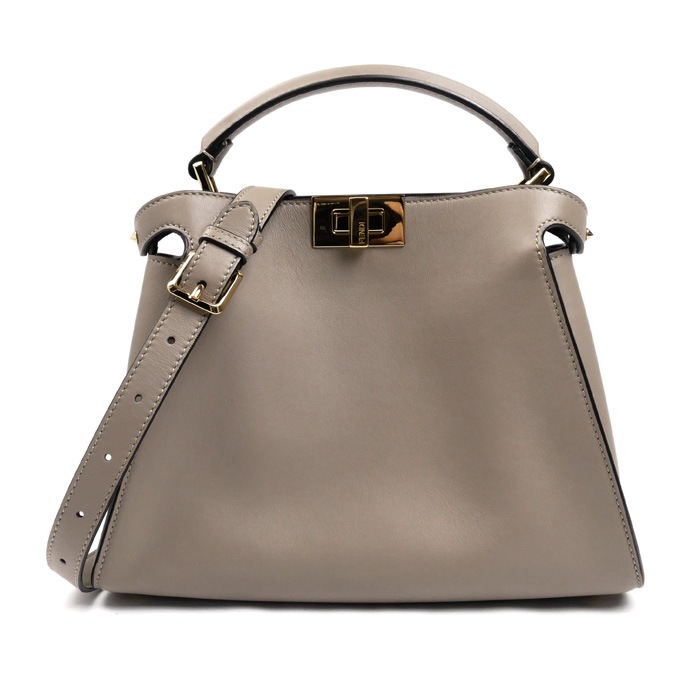 FENDI フェンディ ピーカブーエッセンシャリー 2Wayショルダーバッグ グレージュ 8BN302 SMQ F11CA レディース 中古 美品 249,000円