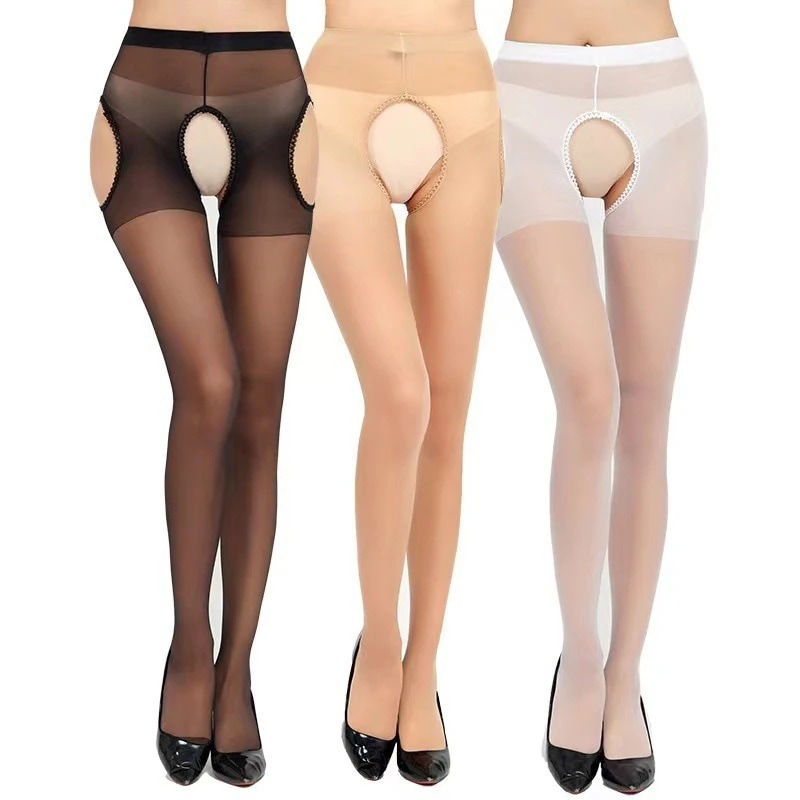 【1つ買うと10つ無料】セクシーな開いた股間レギンスセクシーな太ももとパンストの薄い黒いストッキングは純粋で長いストッキングを脱ぎたい