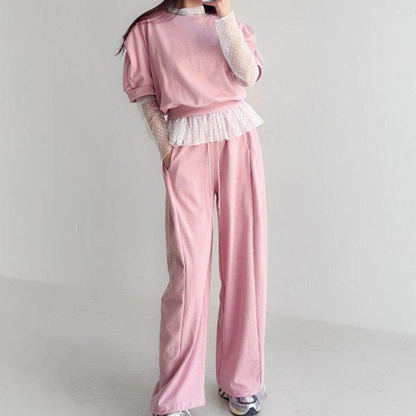 Hスタイル(SET)水玉セット 春 夏 女性 トレーニングウェアセット ジャージセット パンツセットアップ ホームウェア