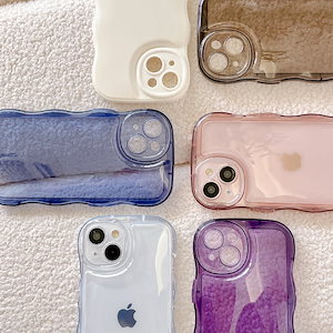 iPhone 全機種対応 スマホケース iphone 15 14 13 12 11 pro max x/xs xr se 韓国 かわいいビッグウェーブバブル電話ケース透明カラー電話保護ケース