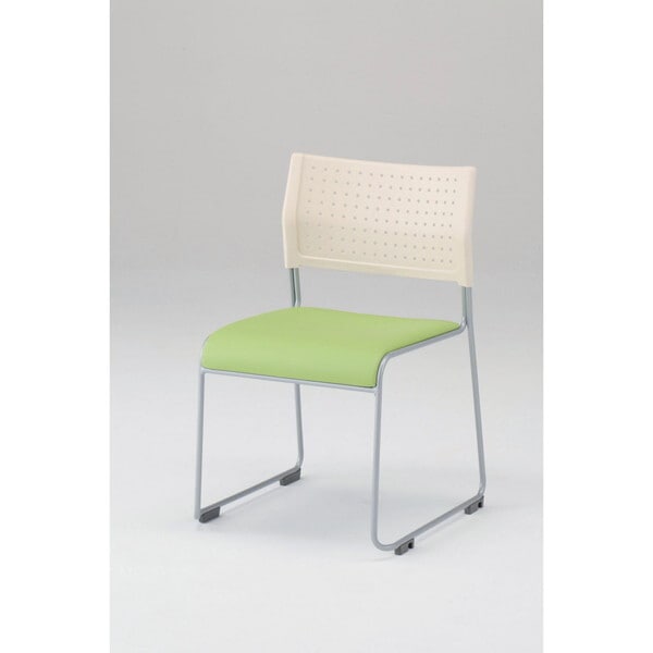 スタッキングチェア 背:樹脂 座:レザー ホワイト/グリーン 4脚セット メーカー直送 20,338円