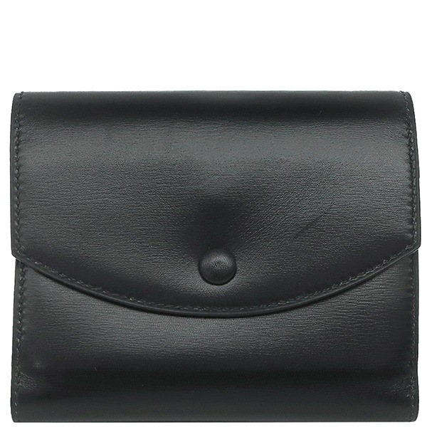 エルメス HERMES 三つ折り財布 コンパクト ウォレット ボックスカーフ ブラック ゴールド金具 黒 ミニ財布 W刻印【中古】 55,496円