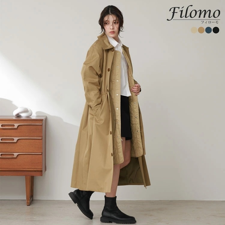 [Filomo]3WAYロングステンカラーコートキルティングライナー付き