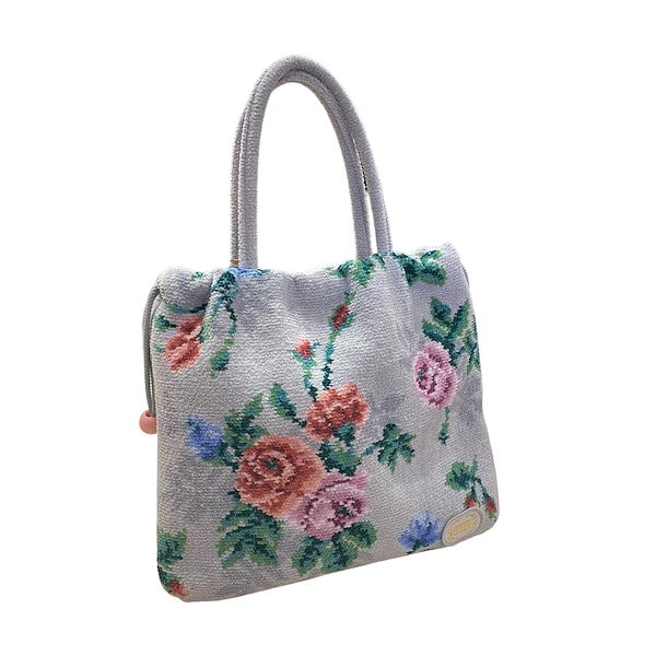 【希少美品】FEILER 　フェイラー 　ハンドバッグ　手付き巾着バッグ　ローズ FEILER フェイラー 巾着ショルダーバッグ ハンドバッグ メロウ