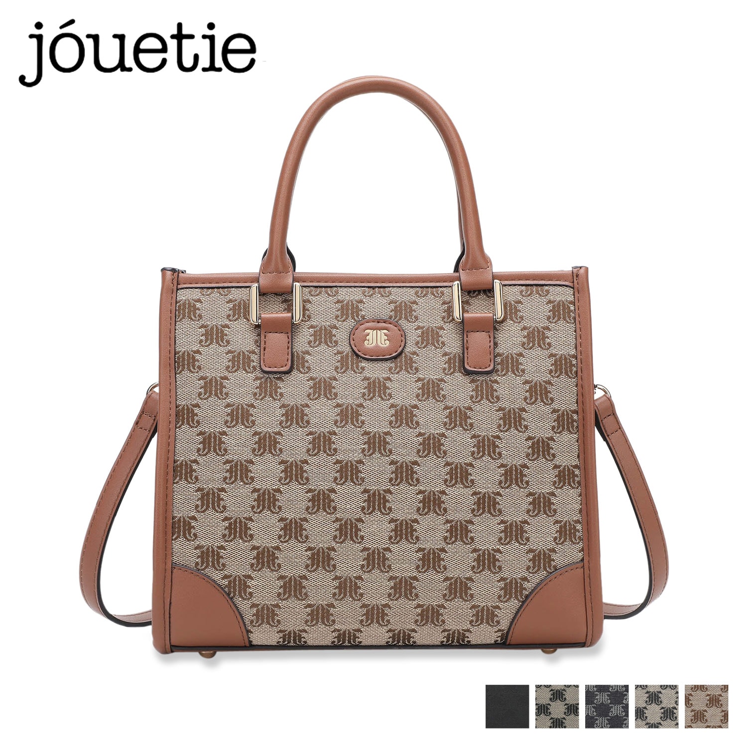 トートバッグ ショルダー JJモノグラム ジャガード レディース スクエア 斜め掛け ブラック ベージュ ブラウン ネイビー JUT-81270 6,811円