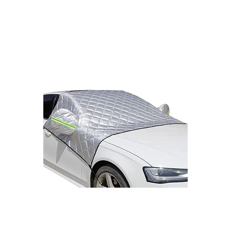 OIENNI フロントカバー 凍結防止 四層構造 超厚 カーフロントガラスカバー 車用凍結防止シート 車サンシェード 日よけ 遮光断熱 雪対策 取付簡単 車種汎用 四季兼用 (145x230cm(セダ